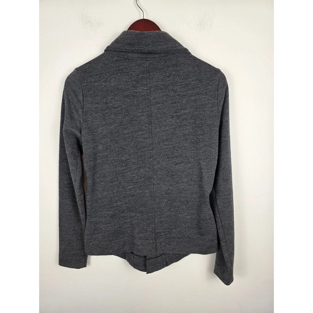 Smartwool Rabbit Ears Women's Gray Merino Wool Asymmetrical Collar Jacket Size S